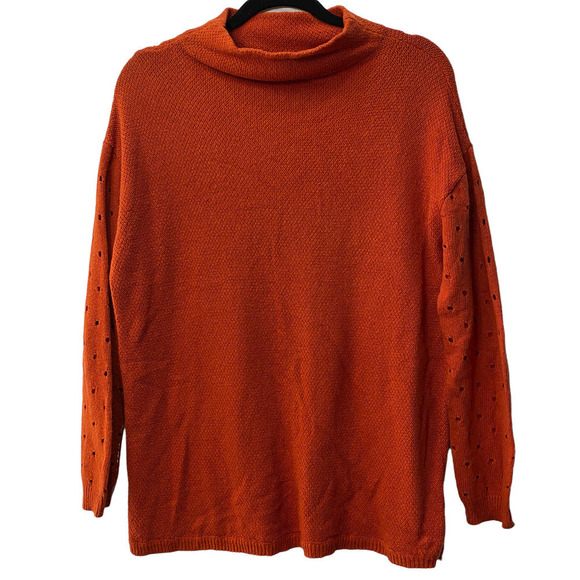 Anthro Moth knit Sweater Cashmere Blend Burnt Red Mock Cowl Large - Picture 1 of 6